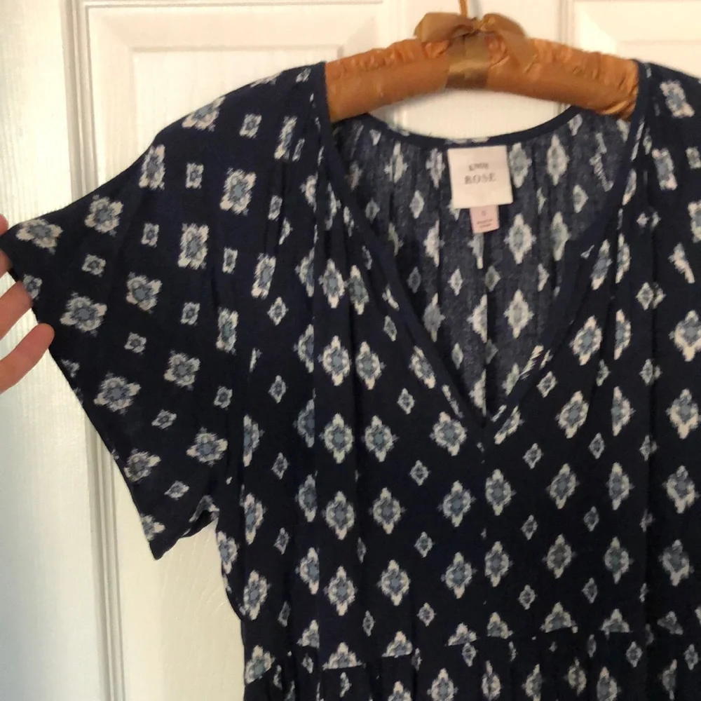 Knox Rose Target Navy Blue Printed Flowy Dress - Picture 3 of 8